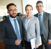 Diverse corporate team working together